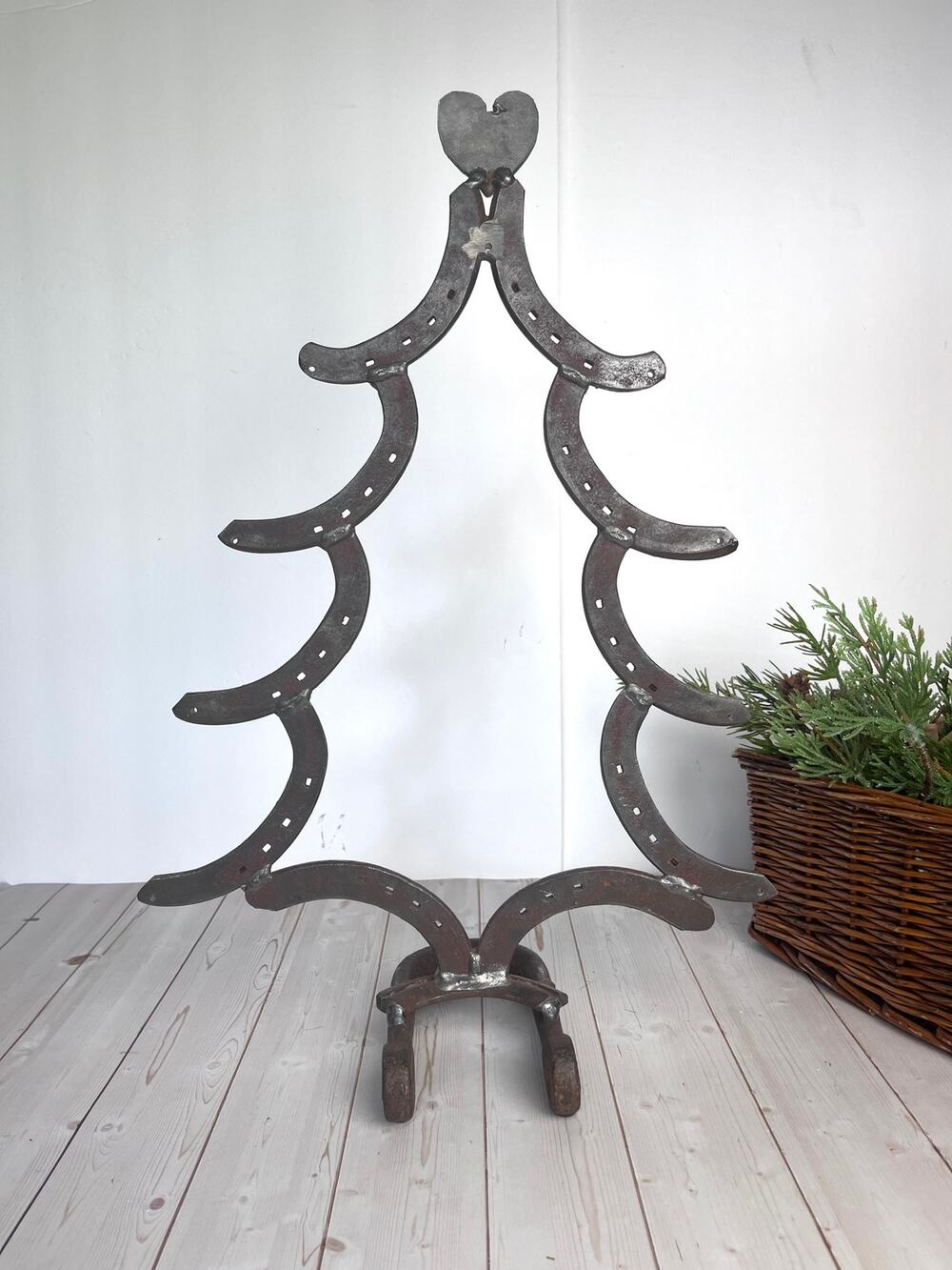Rustic Upcycled Horseshoe Christmas Tree Handcrafted Western Farmhouse Cowboy